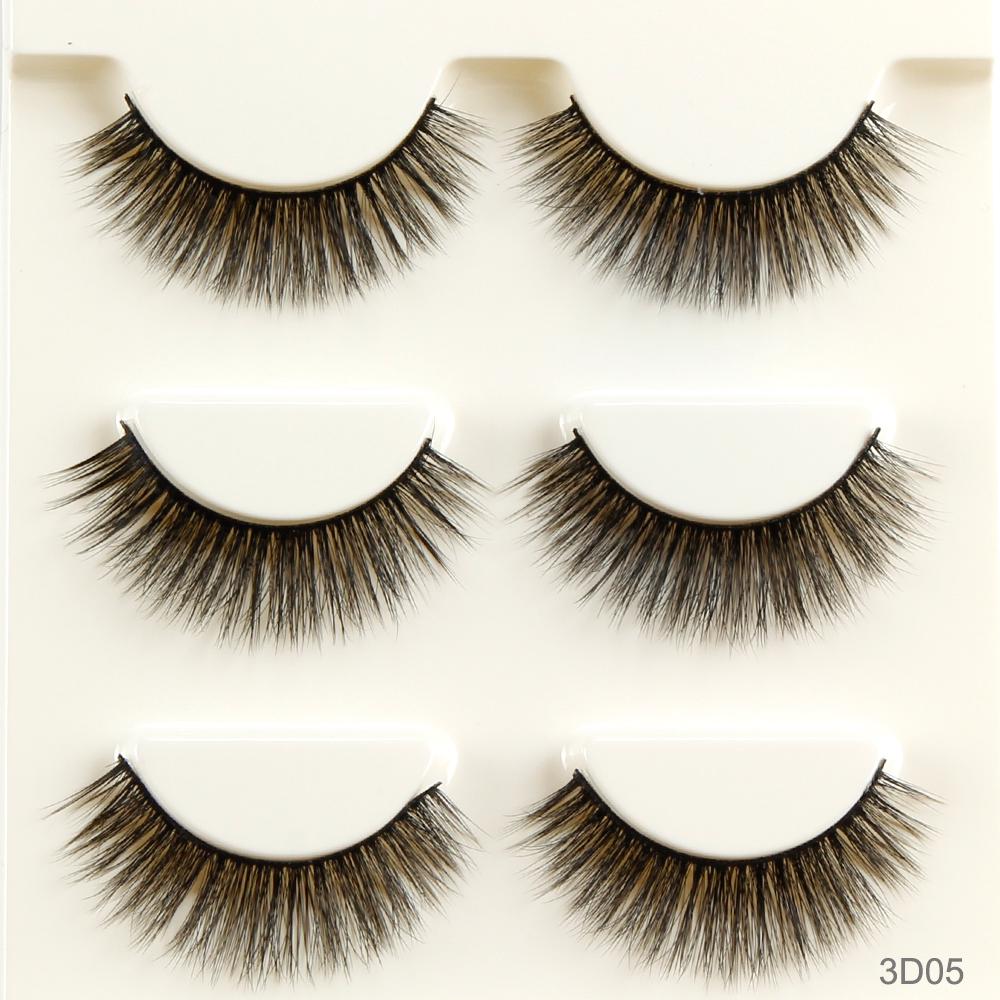 3 Pair Waterproof Handmade Mink Hair Thick Eye Lash Extension  3D Mink Natural Long False Eyelashes