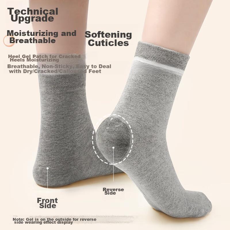 LangSha Anti-Cracking Socks for Women, Spring And Summer Cotton, Prevents Heel Cracks, Foot Cracks, Silicone Mid-Calf Socks