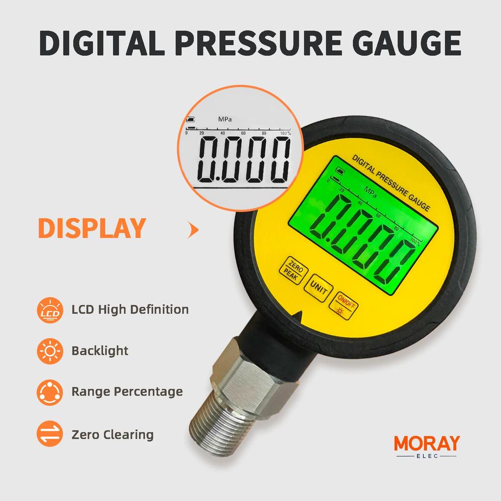 Moray ME260P 4-20Ma IP65 Battery Powered Low Consumption LCD test Instruments Digital Pressure Gauge