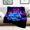 Neon Glow Cat Friends Hoodie - Cyberpunk StyleBlanket Lightweight Flannel Throw Blanket for Sofa, Bed, Travel, Camping, Livingroom, Office,