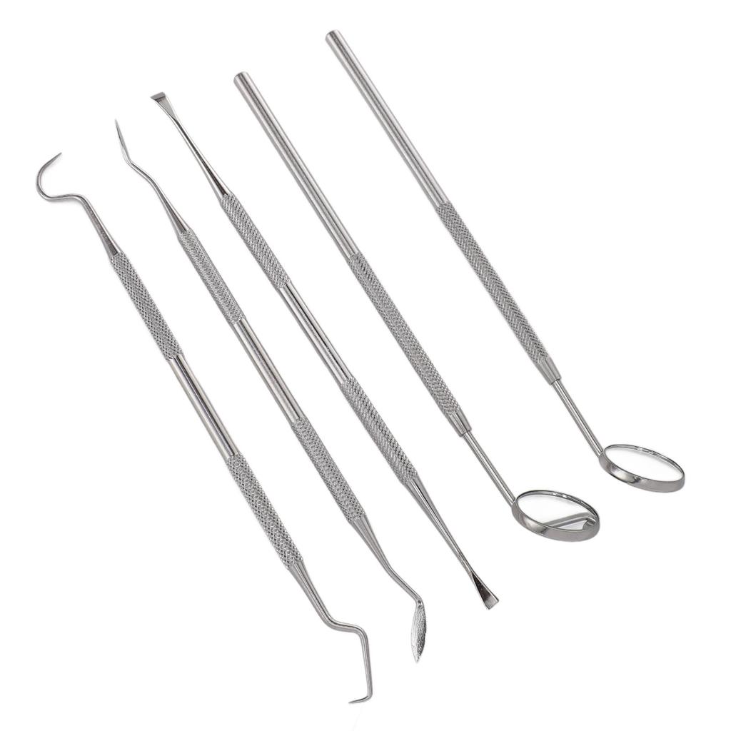 Набор инструментов для ухода за полостью рта, 5 шт., нескользящая ручка из нержавеющей стали для удаления налета для чистки зубов