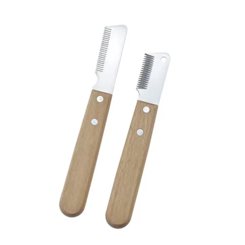 Профессиональная расческа для собак с лезвием из нержавеющей стали, деревянной ручкой, средство для удаления шерсти домашних животных, инструмент для груминга для прореживания подшерстка