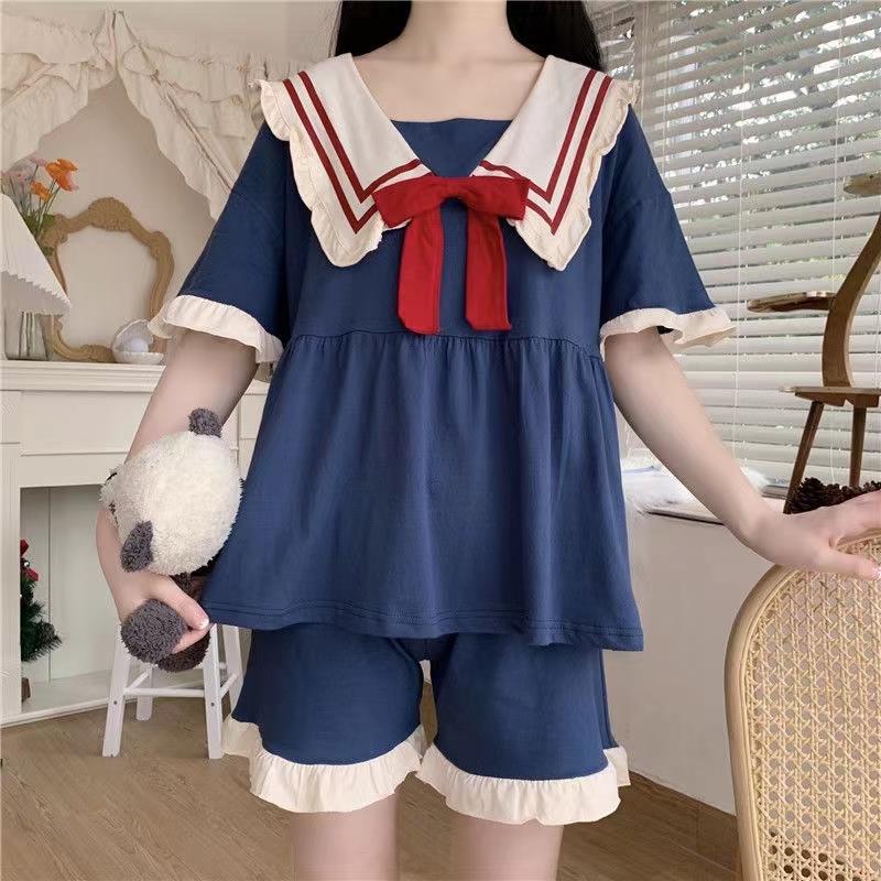 Spring and Summer Pajamas Two-Piece Female Short-Sleeved Princess Sweet and Cute Students Cartoon Ladies Homewear