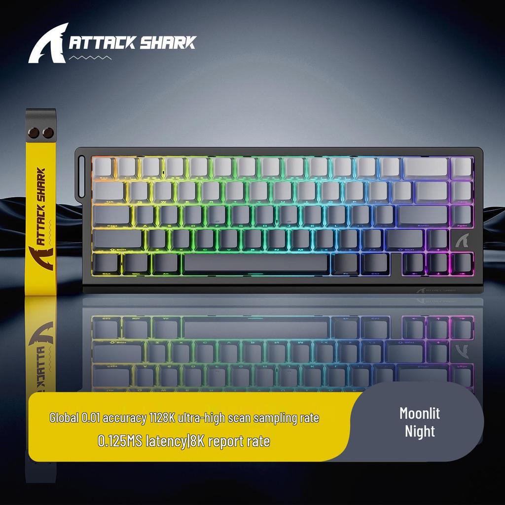 Механическая клавиатура Attack Shark X68HE с магнитными переключателями, контурной боковой гравировкой, проводной RGB-подсветкой, регулируемым ходом клавиш, низкой задержкой для киберспорта.