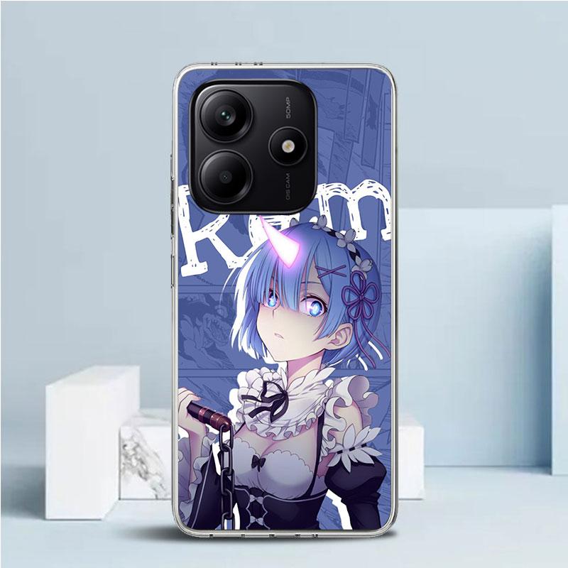R-Rem Re Zero Аниме Мягкий чехол для телефона Xiaomi Redmi Note 15 14 13 12 Pro Plus Чехол 14S 11S 11T 11E 10S 10 4G Чехол с рисунком Красный