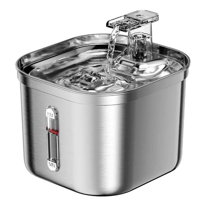 Кошачий фонтан для воды из нержавеющей стали, автоматическая поилка для кошек с фильтром, датчик движения, прозрачный диспенсер для питья для домашних животных