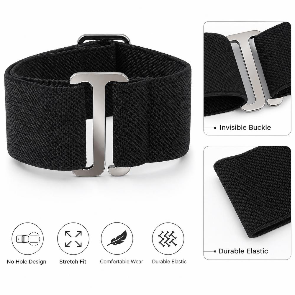 Waist Buckle Hook Buckle Elastic Belt Adjustable No Hole Pants Strap  Travel Outdoor Use