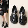 Маленькие кожаные туфли в британском стиле женские 2025 новая весна и осень популярные универсальные на толстой подошве черные кожаные туфли повседневные лоферы женские