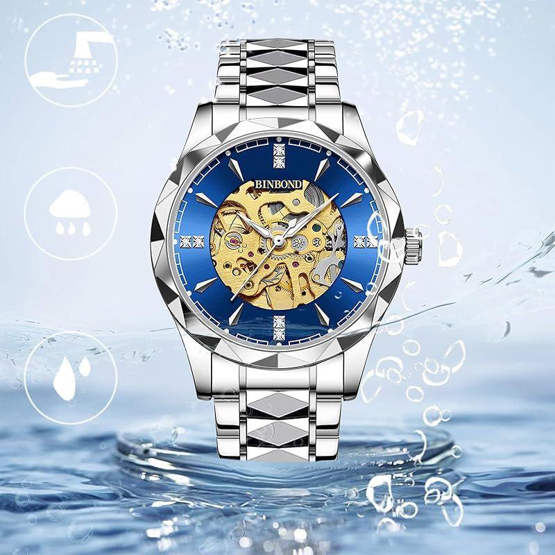 Used [New] Men's Automatic Skeleton Watch, 3ATM Water Resistant, Luminous, Analog, Stainless Steel, Simple, Stylish, Casual, Business, Men's Fashion