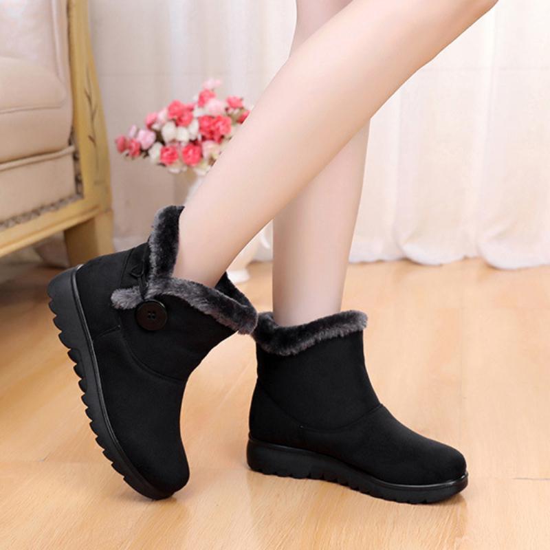 2024 зимняя обувь женская кожа плюшевые теплые плоские бабушкины зимние сапоги пожилые хлопковые туфли женские плоские туфли ботильоны зимние сапоги