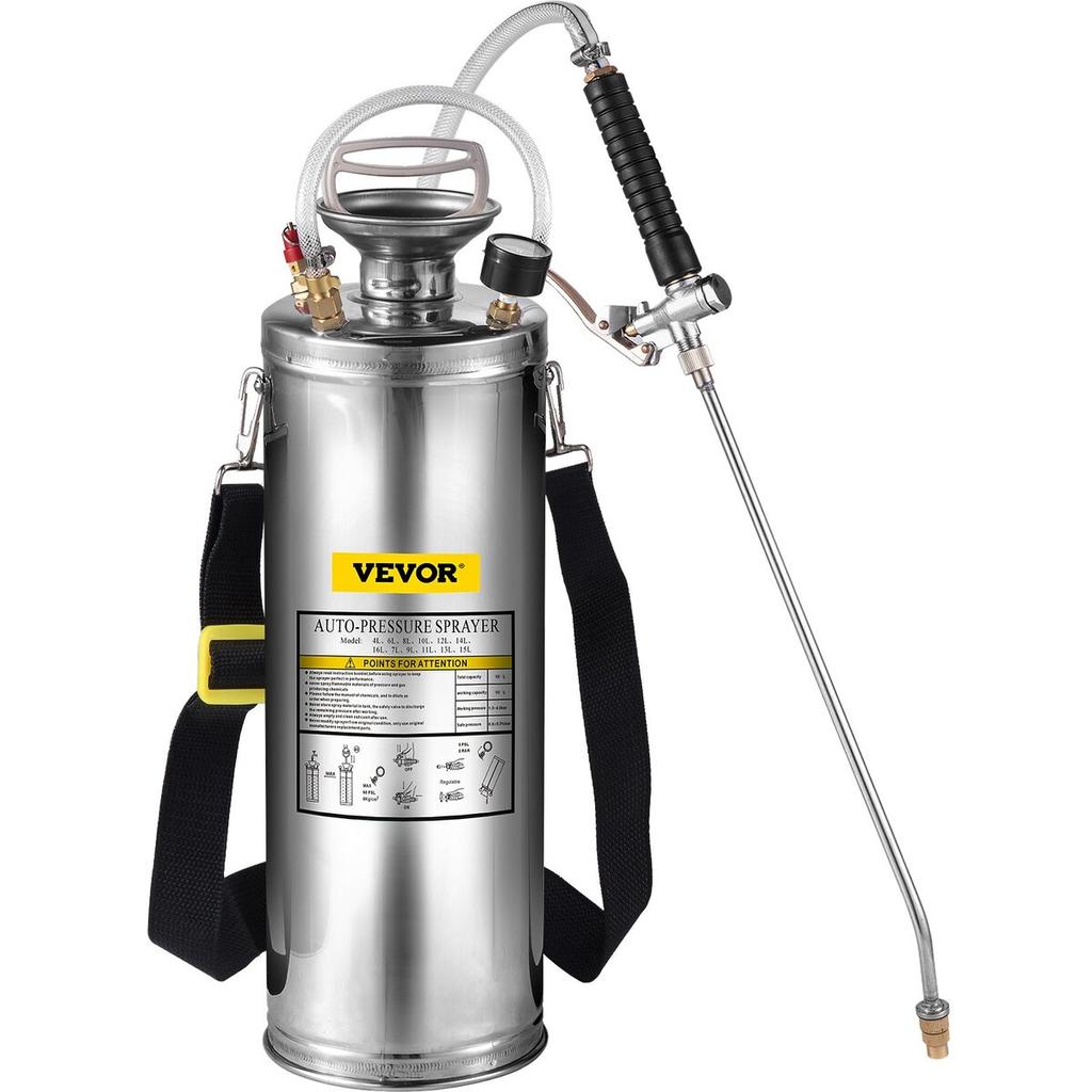 Stainless Steel Sprayer 10L Household Gardening and Floor Cleaning Sprayer, Suitable for the Current Neds of Industry, Agriculture, Commerce, Medicine