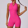 Women's High-intensity Exercise Back Yoga Jumpsuit with Zipper, Nude Feeling, Tight Fitting Jumpsuit Fitness Suit