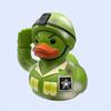 Whimsical Army Duck Statue , Green Camouflage Soldier Rubber Duck with Saluting Gesture, Resin Home Decor for Desk or Tabletop