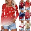 Рубашка для женщин, модная, повседневная, с квадратным вырезом, длинным рукавом, свободная, с рождественским принтом, женская футболка, топ