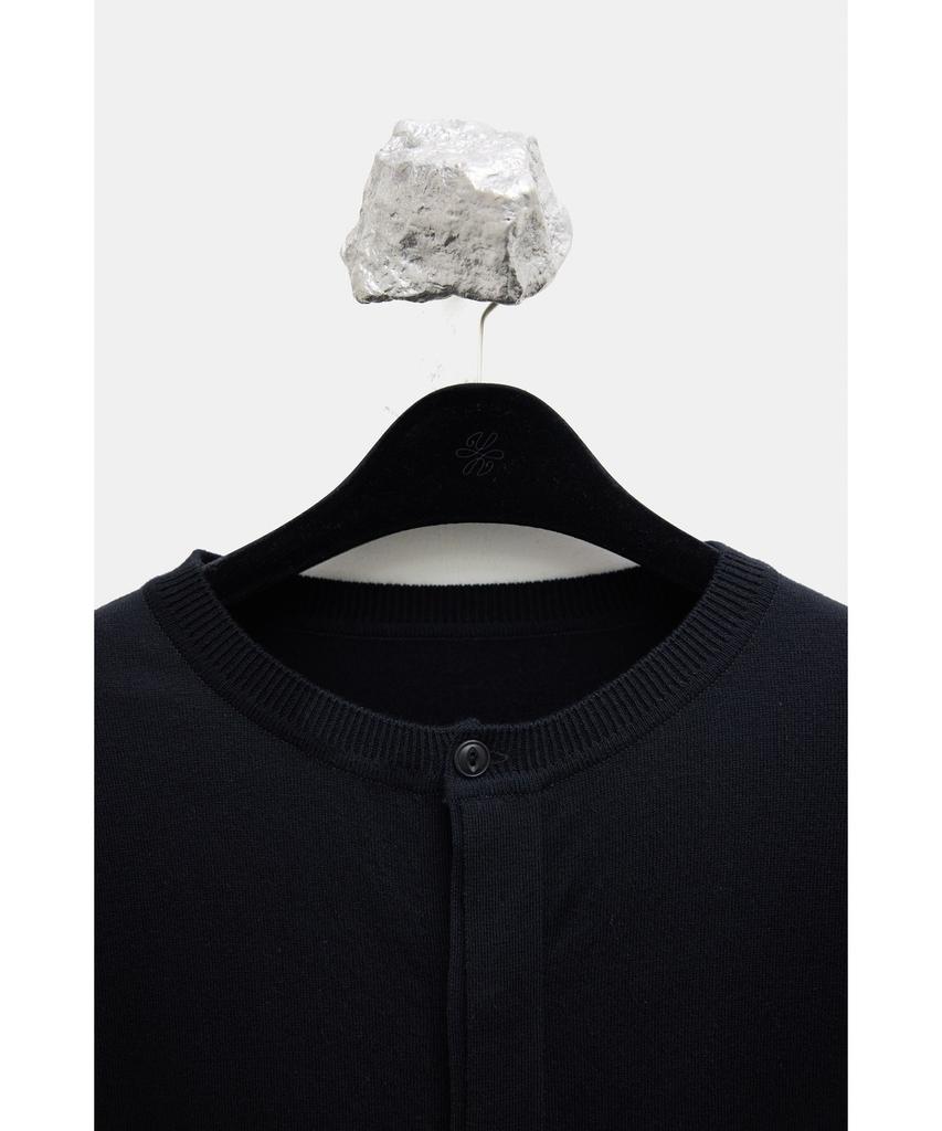 YOUTH Hidden Button Round Neck Cardigan - Black