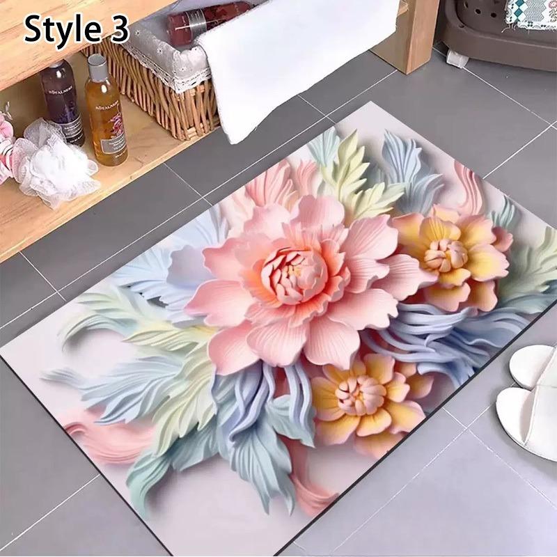 Three-dimensional Flower Diatom Mud Floor Mat Bathroom Carpet Toilet Footpad Super Absorbent Washstand Mats Home Entry Decor Rug