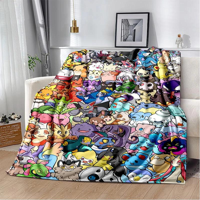 Pokemon Pikachu Cartoon Soft Flannel Blanket for Bed Bedroom Sofa Picnic,Throw Blanket for Cover Office Christmas Gift