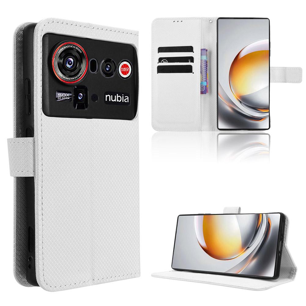 For ZTE nubia Z80 Ultra 5G Leather Wallet Case with Strap Diamond Texture Phone Cover