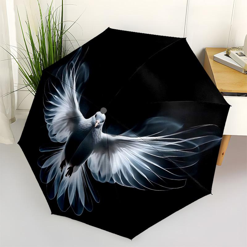 1pc Feathered dove Automatic Open/close Folding Umbrella, Compact Portable Travel Umbrella,Durable Construction yy250814185