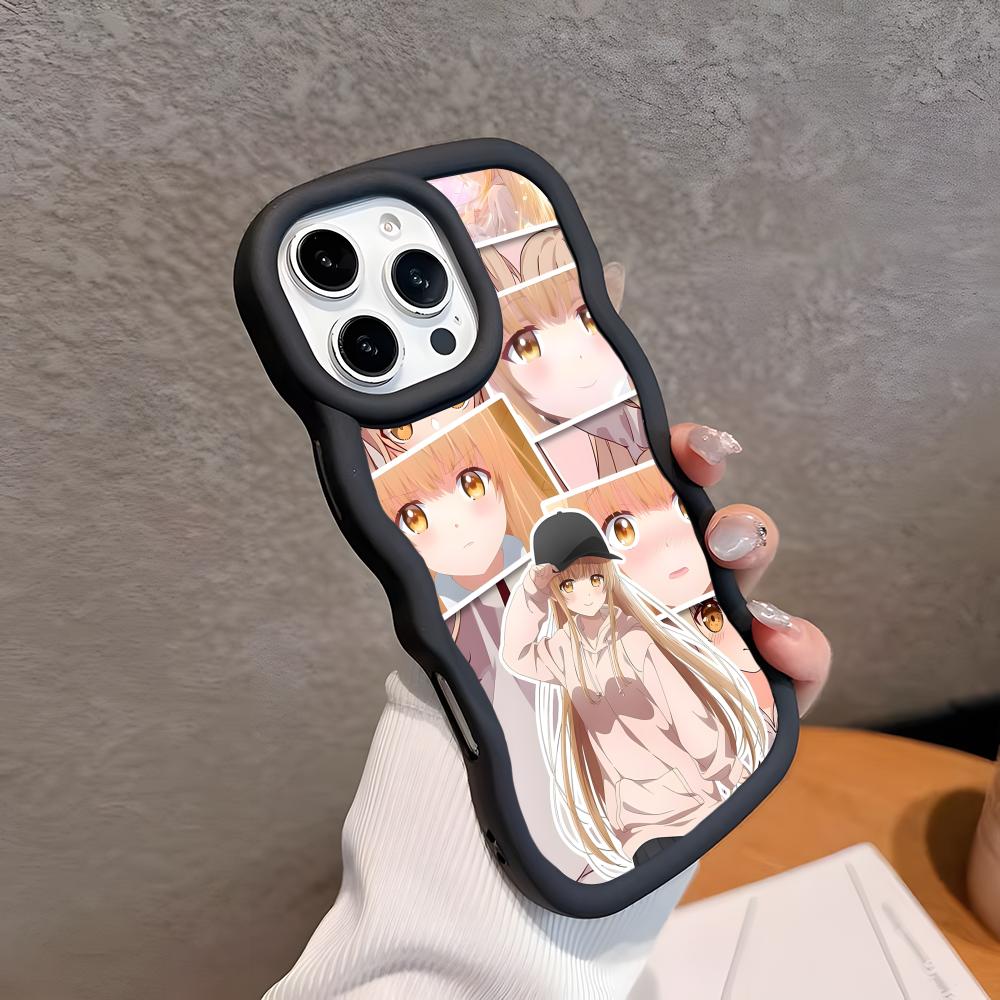 Чехол для телефона Angel Mahiru Shina для iPhone 17 16 15 14 13 12 11 Air Pro Max Plus Черный Мягкий ТПУ Покрытие с волнистым краем
