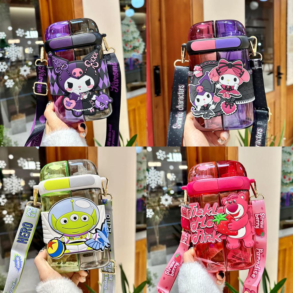 Детская бутылка для воды Sanrio Kuromi из Tritan с герметичной крышкой, предотвращающей протечки, для офиса и дома