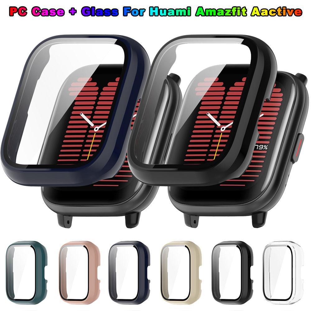 Чехол для часов + Защитная пленка для экрана для Huami Amazfit Active A2211 Защитная крышка для экрана с рамкой из закаленного стекла Чехлы