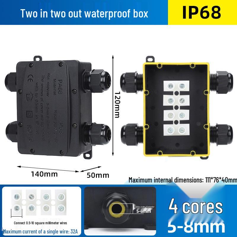 Outdoor IP68 Rainproof Plastic Junction Box with Terminal Block for PC Rooms & Street Lighting