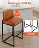 Bar Stool Set of 4, 68cm Counter Height Stools, Modern PU Leather Counter Barstool with Backrest, Metal Legs, Easy Assembly Armless Bar Chair, Island