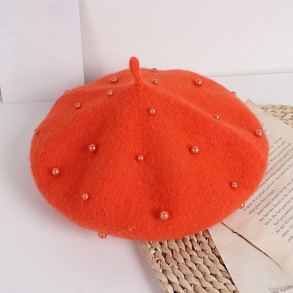 Woolen Baby Wool Hat Solid Color Painter Hat Sweet Children's Beret Baby