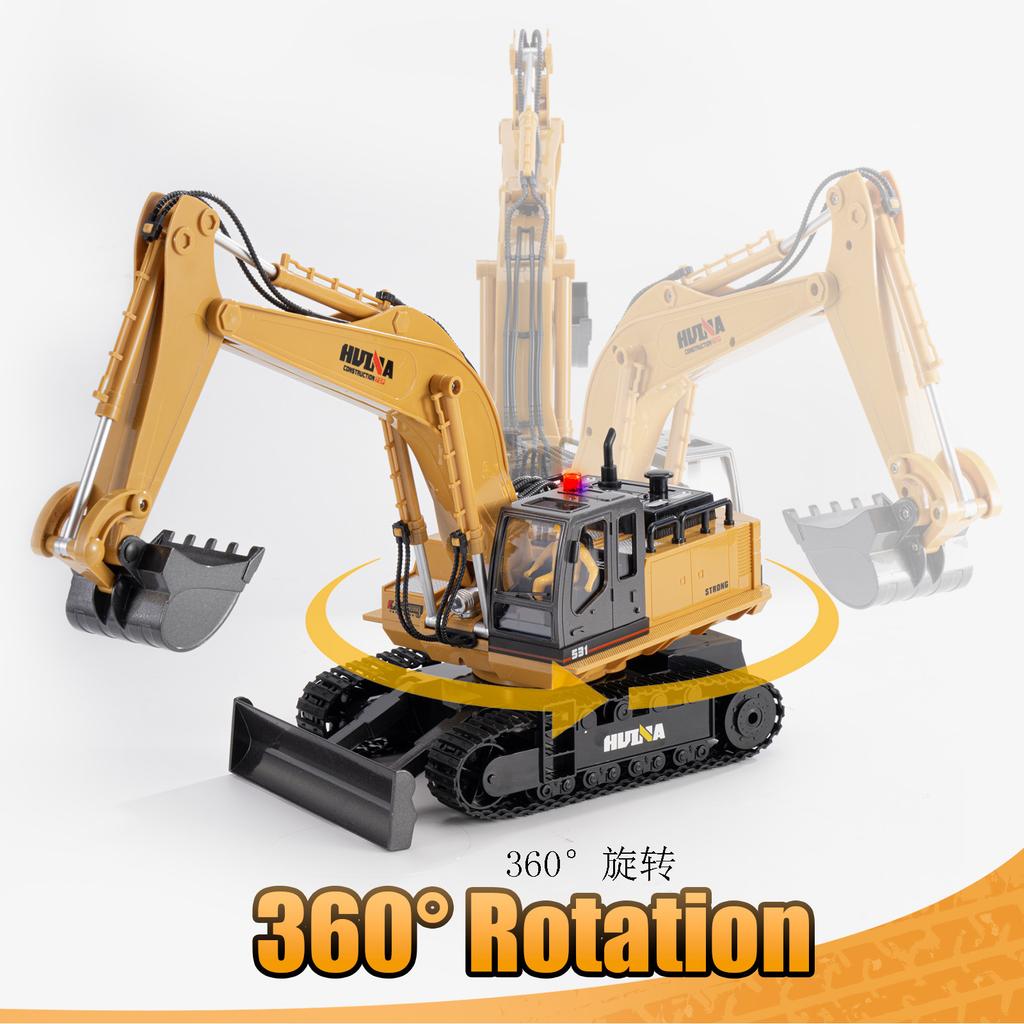 Huina 531 RC Excavator Trucks 11CH 1:16 Alloy Remote Control Engineering Digger Truck Model Electronic Heavy Machinery Toys