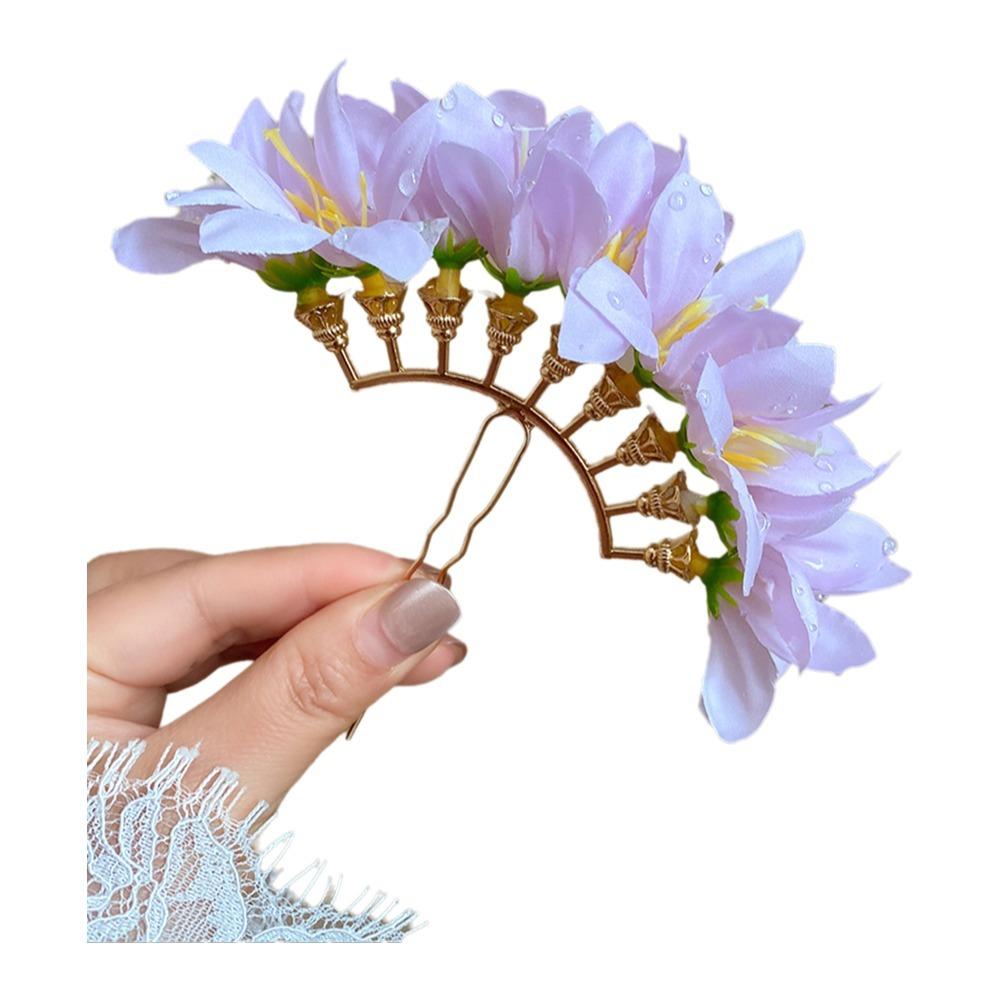 Sweet Chinese Style Red Flower Hairpin Super Fairy Wedding Traditional Hair Accessory Vintage Bridal Hair Ornament for Brides