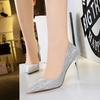 Women's Slim Heel 7.5- 10.5cm High Heel Shallow Mouth Pointed Sequin Sexy Night Club High Heels