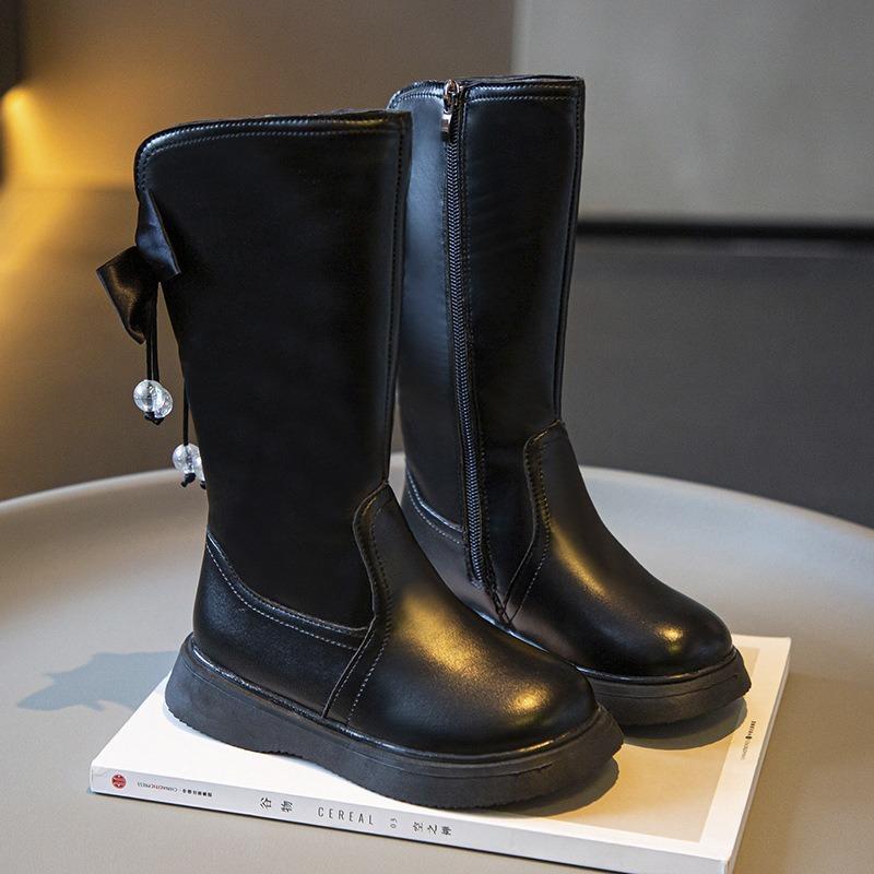 Retro Fashion Girls Short Boots New Velvet Winter Princess Shoes British Style Children's Boots