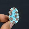 Подарочное кольцо из медной проволоки с натуральным тибетским бирюзовым камнем, размер 6,5 p6v81
