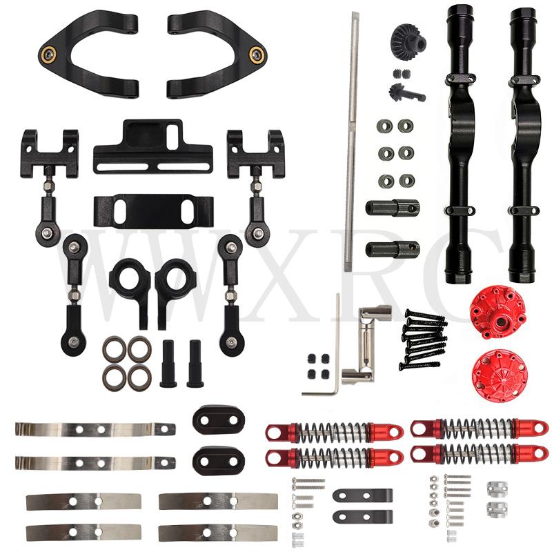 WPL D12 Metal Rear Axle Kit Front Rear Shock Absorber Leaf Springs Steering Cup Upper Lower Swing Arm Slider Set Upgrade Parts