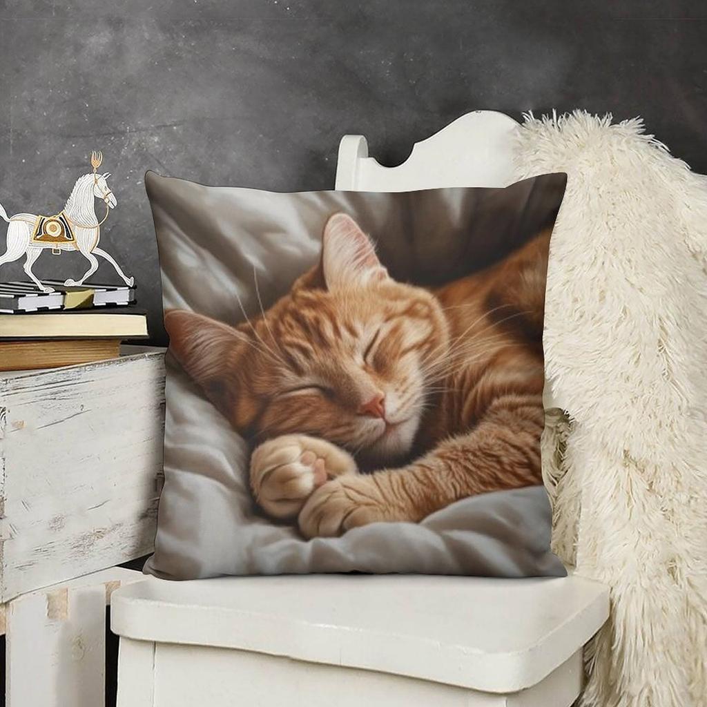 Vibrant Bohemian Style Short Plush Pillow Cover 45x45cm Charming Kitten Living Room  Bedroom Decor (Pillow Insert Not Included)