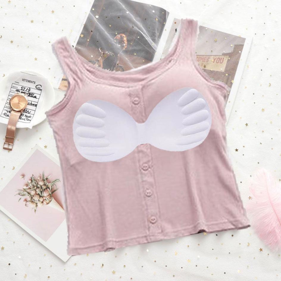 Бюстгальтер цельный жилет Женская футболка без рукавов Топ с маленькими подтяжками и подкладкой для бюстгальтера Бюстгальтер