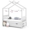 VidaXL Kids Bed Frame with Drawer White Solid Pine 70x140 Cm, Wooden Bed Frame for Kids, Bed, Bed for Kids 322148