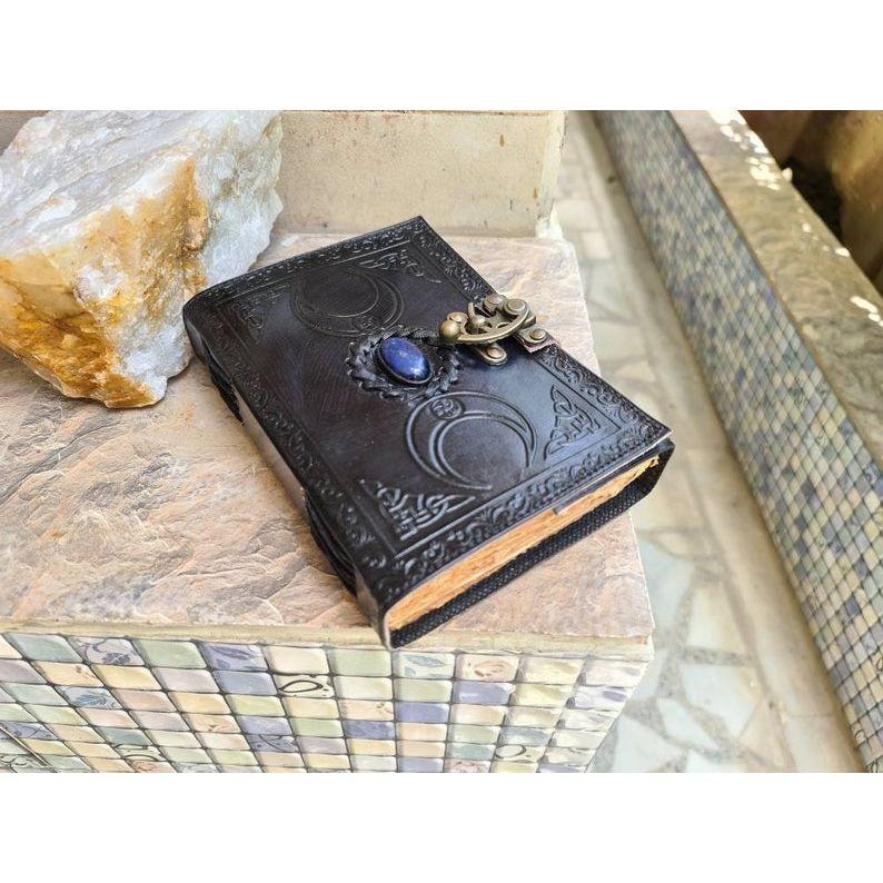 Leather Journal Triple Moon Goddess Spell Book Book of Shadows Grimoire Deckle Edge Paper Spiritual Wicca Witch Craft Vintage Journal