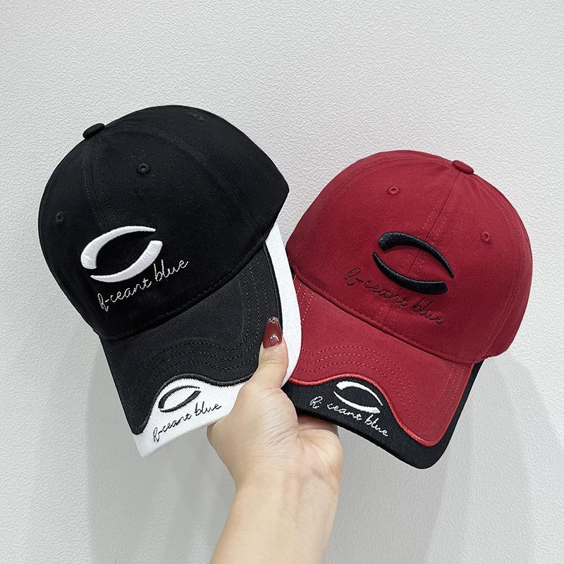 Original soft top retro embroidery color matching cap female couple versatile street tide brand showing face small baseball cap