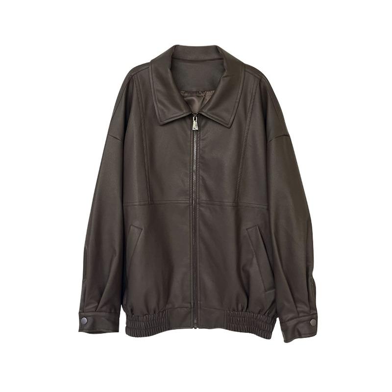 Vintage PU Leather Clothing New Korean Version Texture Loose Casual Handsome Motorcycle Jacket Women Cool Waterproof Soft Faux Leather Jackets