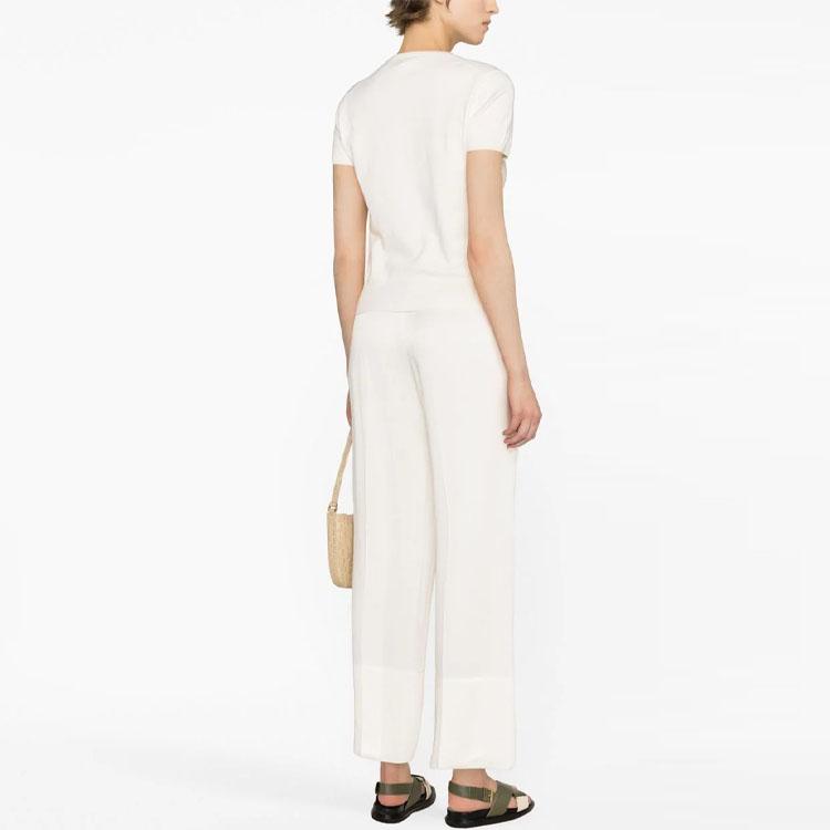 Polo Ralph Lauren Ss23 однотонная футболка с вышитым логотипом и круглым вырезом с коротким рукавом, женские топы, цвет не совсем белый 211891673-001