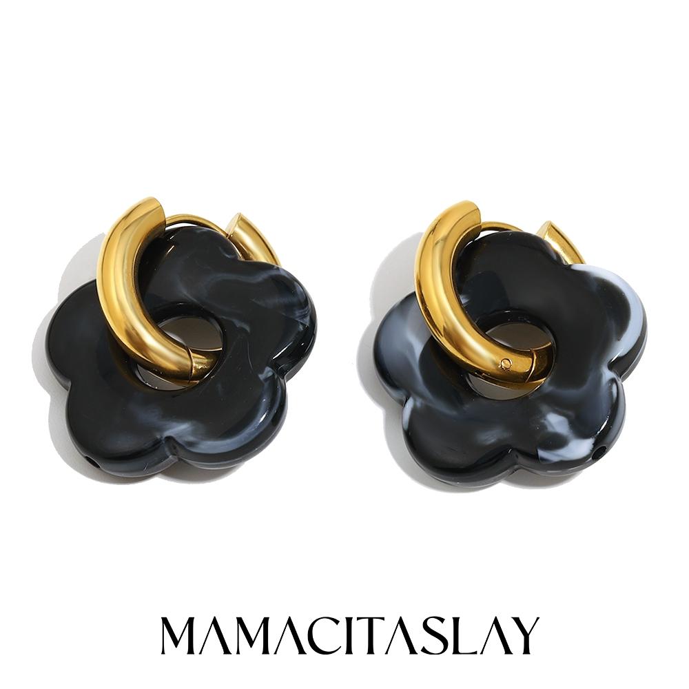 MamacitaSlay Серьги-кольца с акриловым цветком из нержавеющей стали 316L, покрытые 18-каратным золотом, водостойкие украшения, элегантные серьги для женщин, подарок