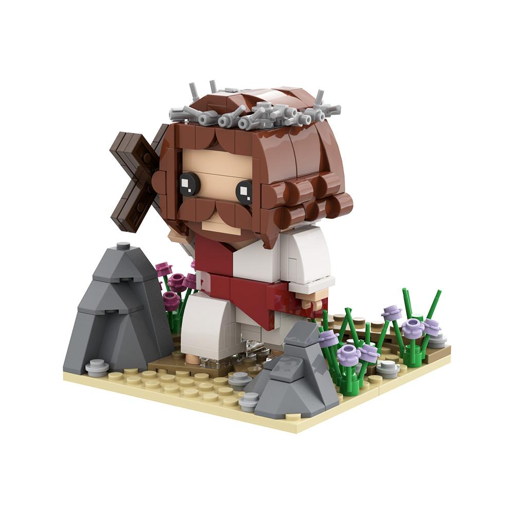 Gobricks MOC Христианство Бог Пастырь Иисус Кубики Распятие Иисуса Въехал на Осле в Иерусалим Строительные Блоки Игрушка Подарок