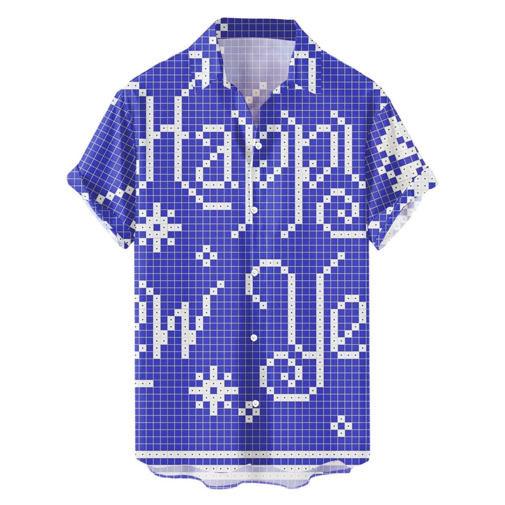 New Christmas Printed Shirt Theme Casual Fashion Spring and Autumn Men's Short Sleeve Shirt