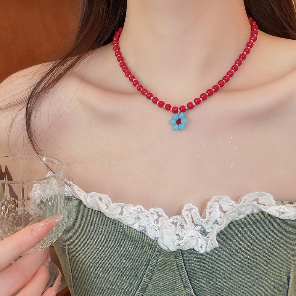 Daisy Flowers Flowers Beaded Necklace Ornaments Clavicle Necklace Bohemian Choker  Female