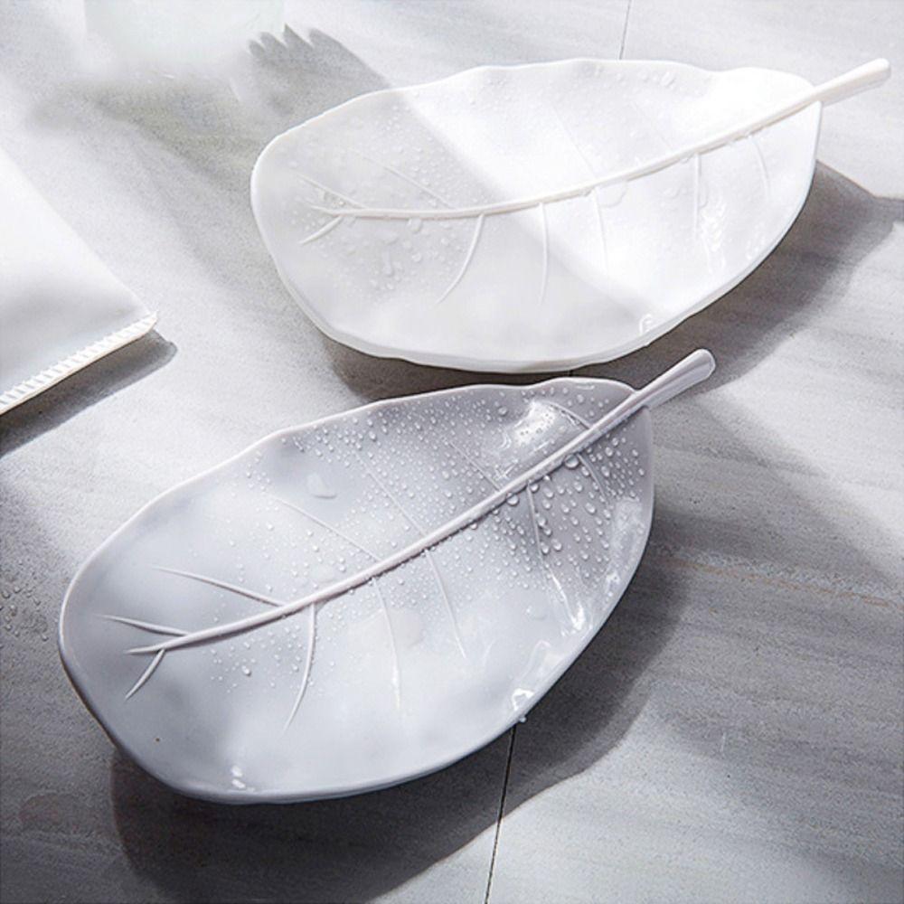 Storage Holder Stand Tray Soap Box Leaf Shape Soap Container Tray  Bathroom Kitchen Sink Organizer