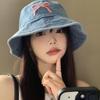 Шапка Y2k с вышивкой в виде банта, милая джинсовая шапка с эффектом стирки, модная панама с бантом для женщин