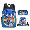 Sonic Elementary School Student Schoolbag Three-piece Set Anime Cartoon Backpack Shoulder Bag Pencil Case 57-NMAOV