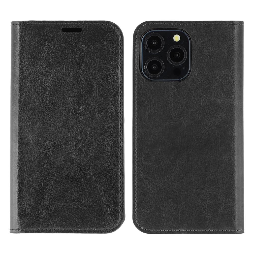 For iPhone 14 Pro Stand Cases Genuine Split Leather Wallet Phone Cover Magnetic Closure